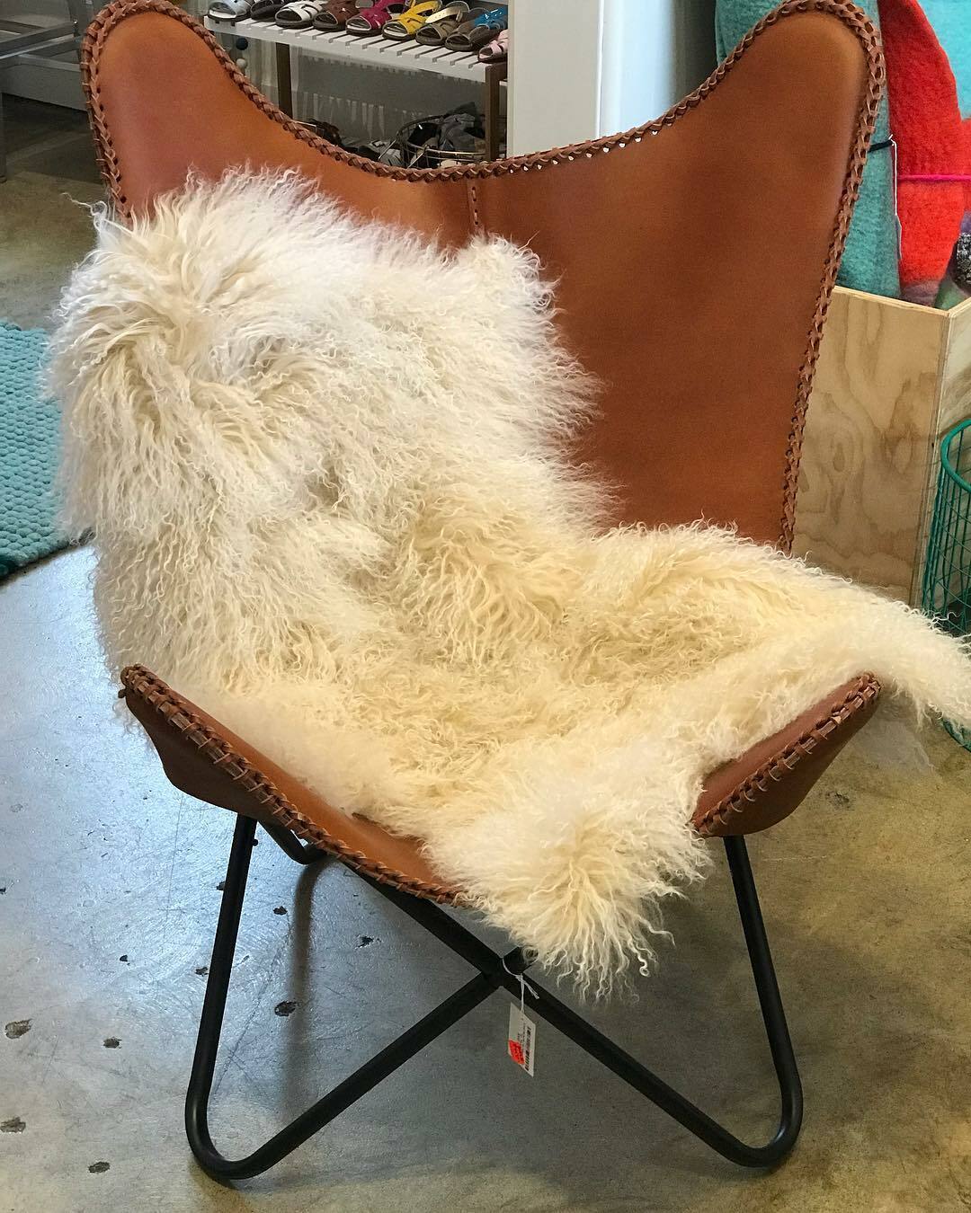 Vintage Ten Retro Leather Handmade Butterfly Chair Full Folding Relax Arm Chair - Görsel 1