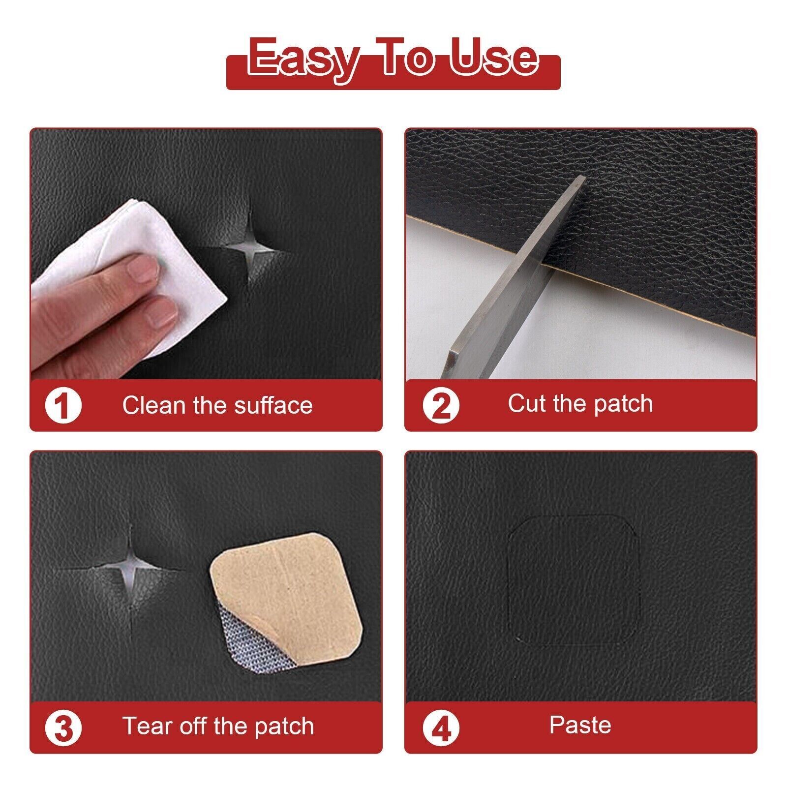 Self-Adhesive Leather Repair Patch Tape for Car Seats Couch Sofa Chair Jacket - Görsel 3