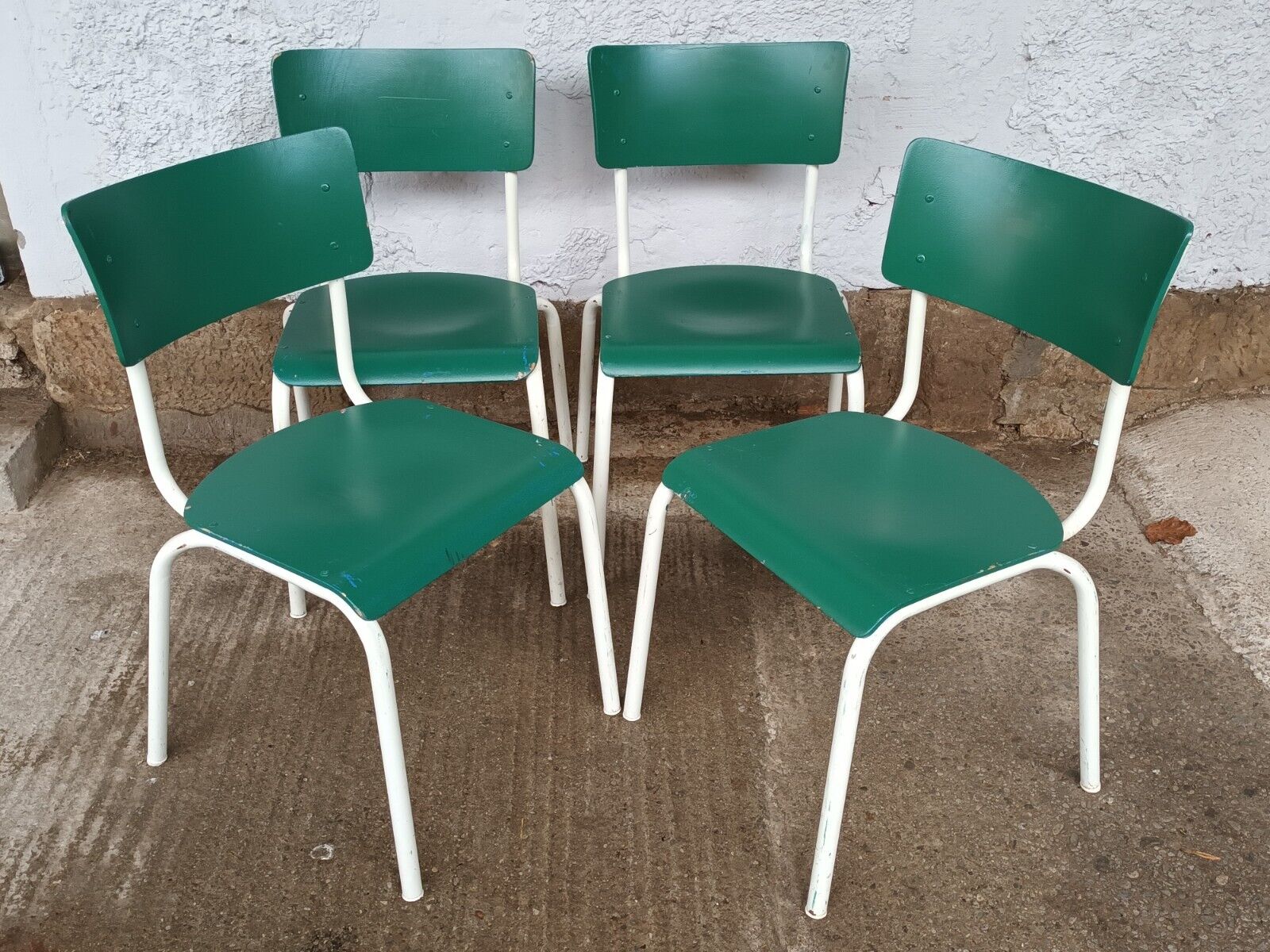 Designer Stahlrohr Stapelstuhl Esszimmerstuhl Vintage Schichtholz Stuhl 70er - Görsel 8