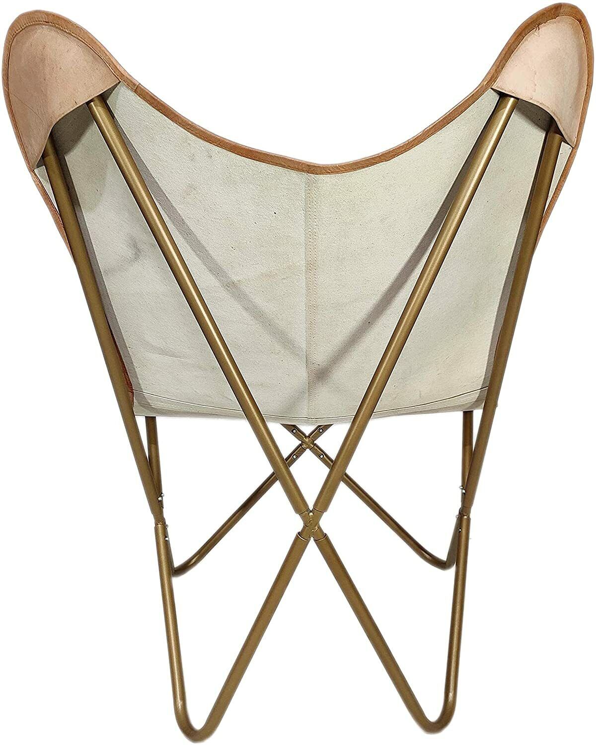 Handmade Leather Butterfly Chair Seat Folding Modern Sling Lounge Vintage Stool - Görsel 5
