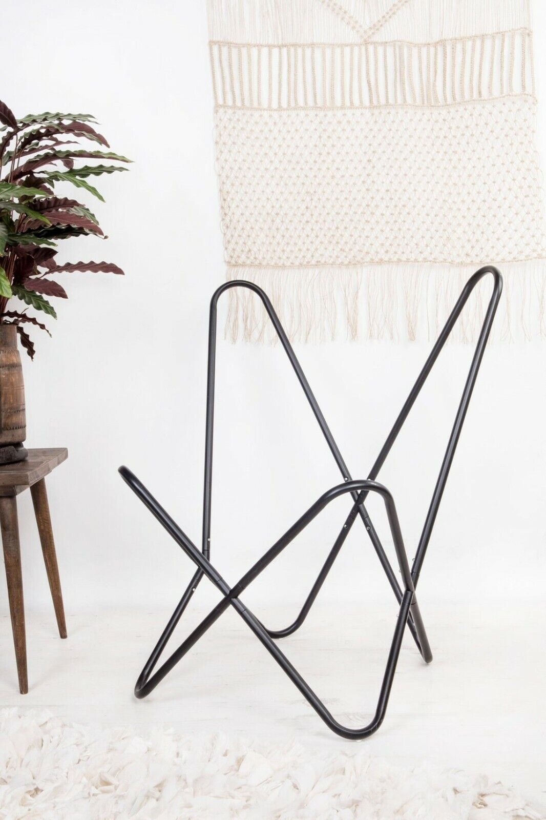Handmade Leather Butterfly Chair Seat Folding Modern Sling Lounge Vintage Stool - Görsel 9