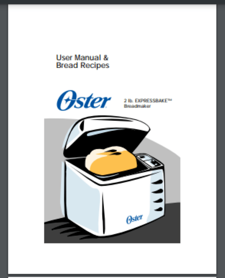 Oster 2 lb. EXPRESSBAKE Bread Maker Machine Owner & Recipe Manual(ONLY) 76 pages