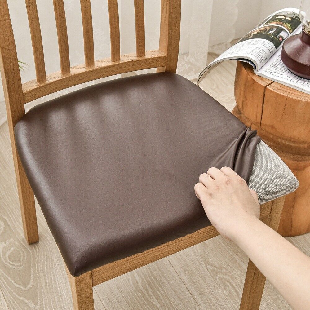 Waterproof PU Leather Seat Covers for Dining Chairs Stretch Chair Slipcovers - Görsel 2