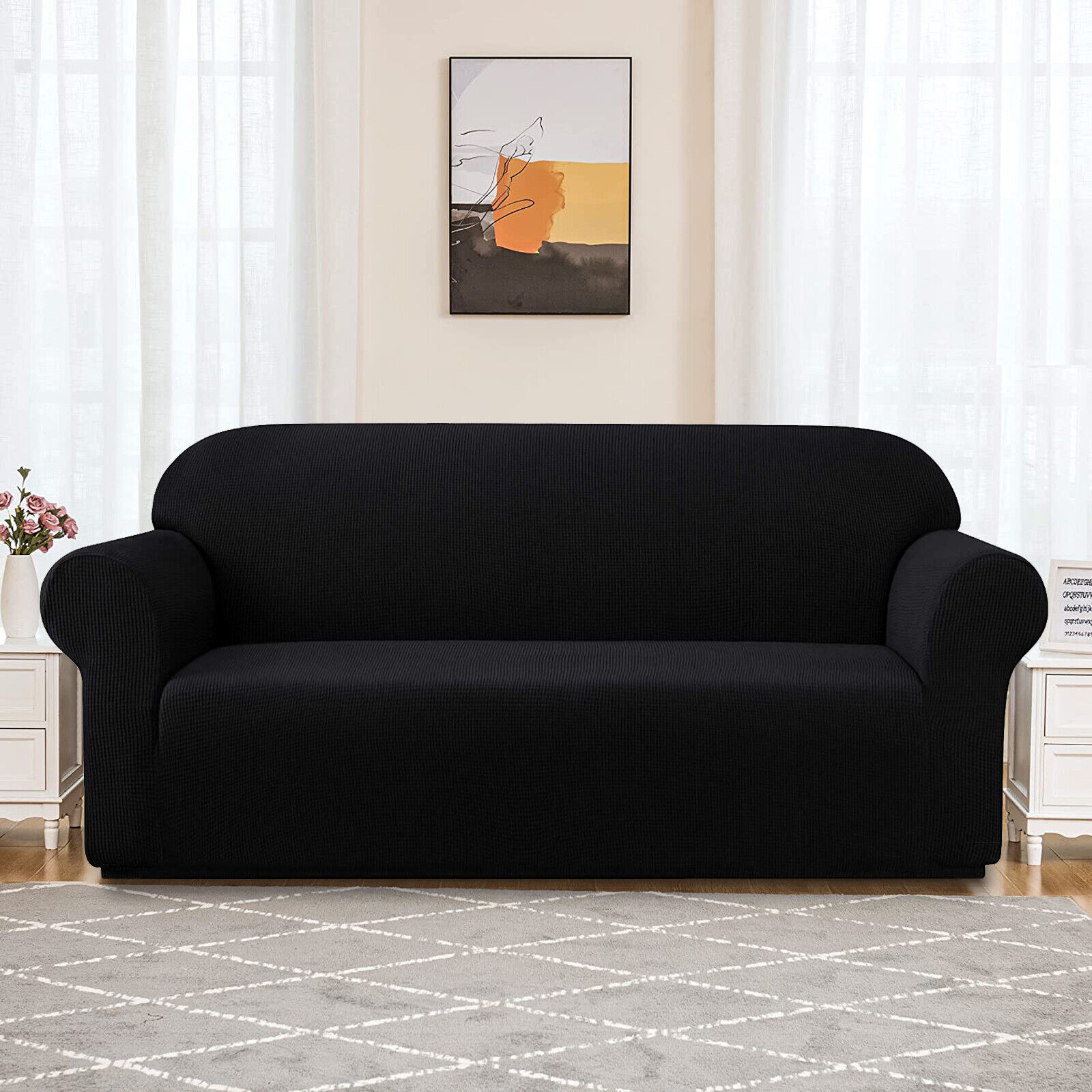 Sofa Cover Couch Covers 1 2 3 4 Seater Slipcover Lounge Protector High Stretch - Görsel 11