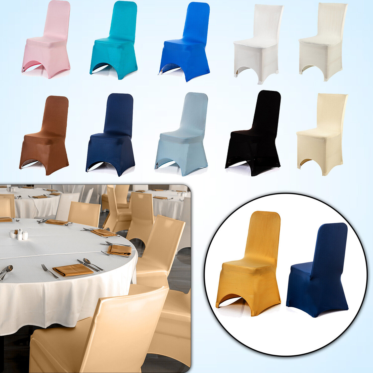 Wedding Decoration Chair Covers Slip Seat Cover Dining Spandex Stretch Slipcover - Görsel 1
