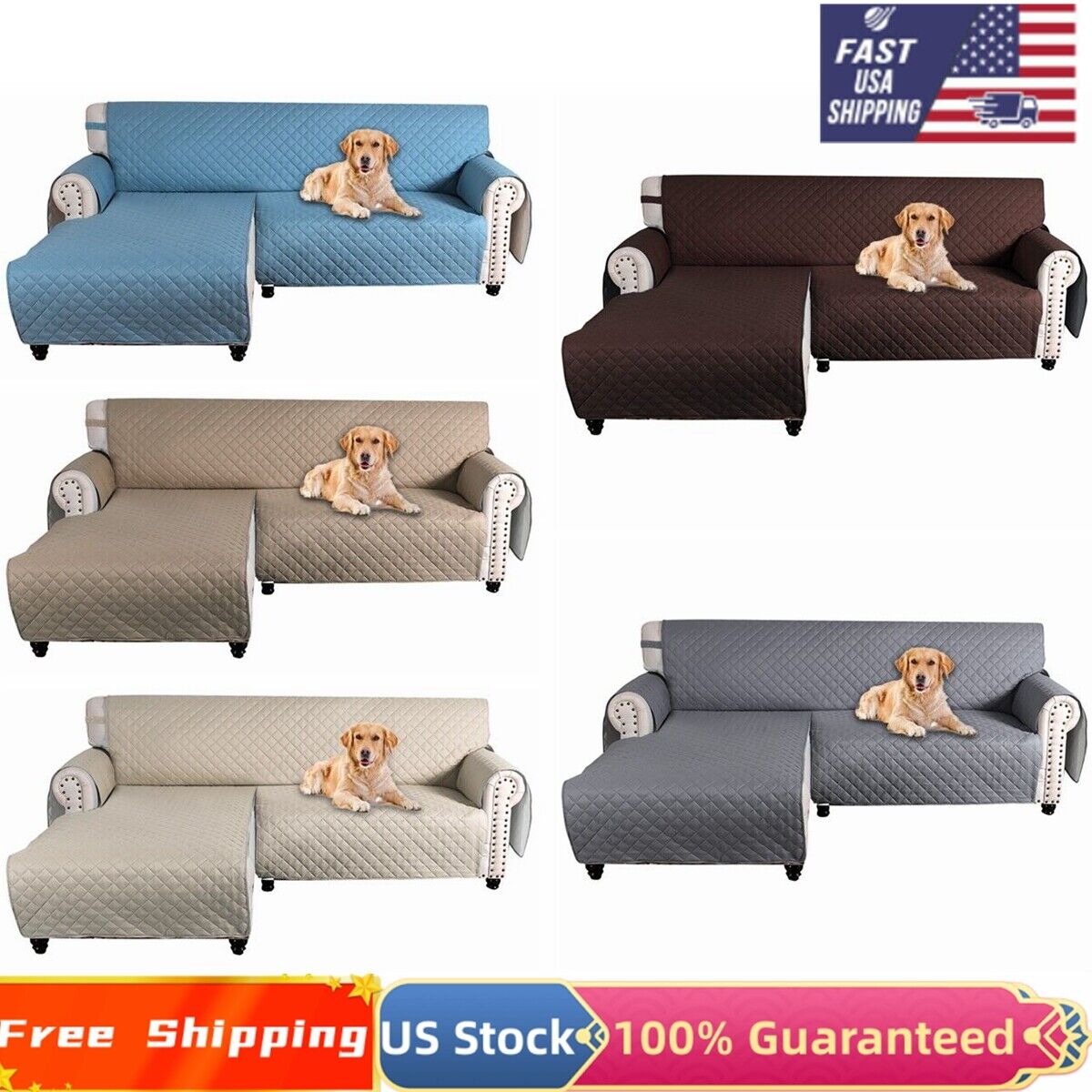 Sofa Slipcover L Shape Sofa Seat Mat Cover Sectional Couch Cover for Kids Dog - Görsel 1