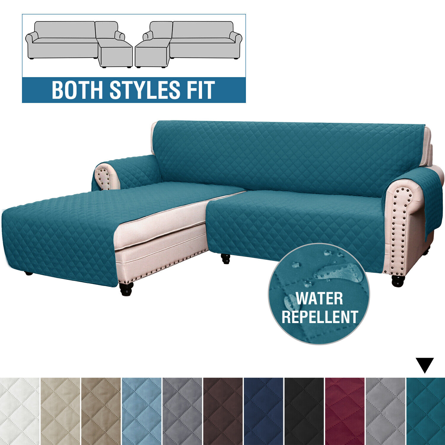 Sofa Slipcover L Shape Sofa Seat Mat Cover Sectional Couch Cover for Kids Dog - Görsel 3