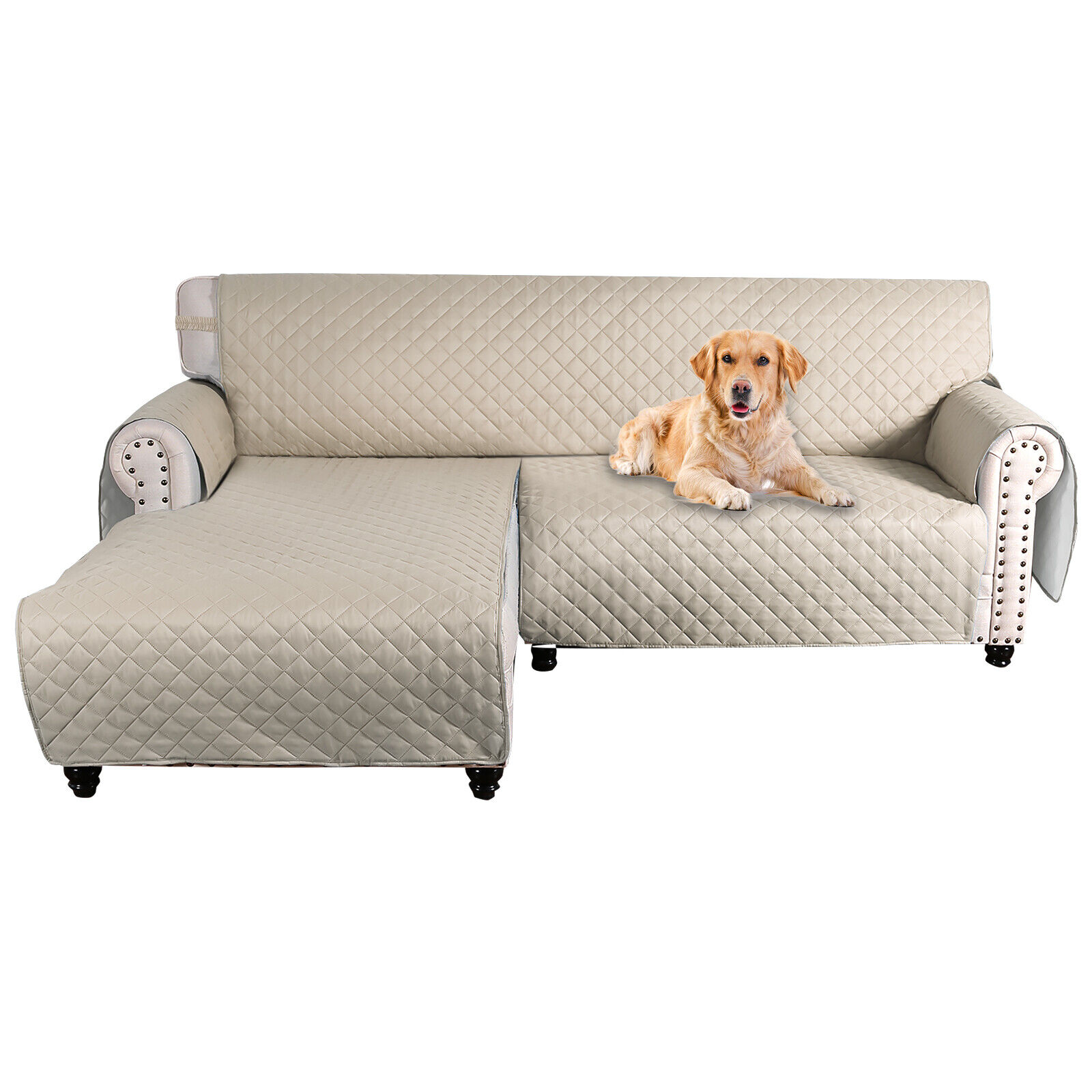 Sofa Slipcover L Shape Sofa Seat Mat Cover Sectional Couch Cover for Kids Dog - Görsel 5