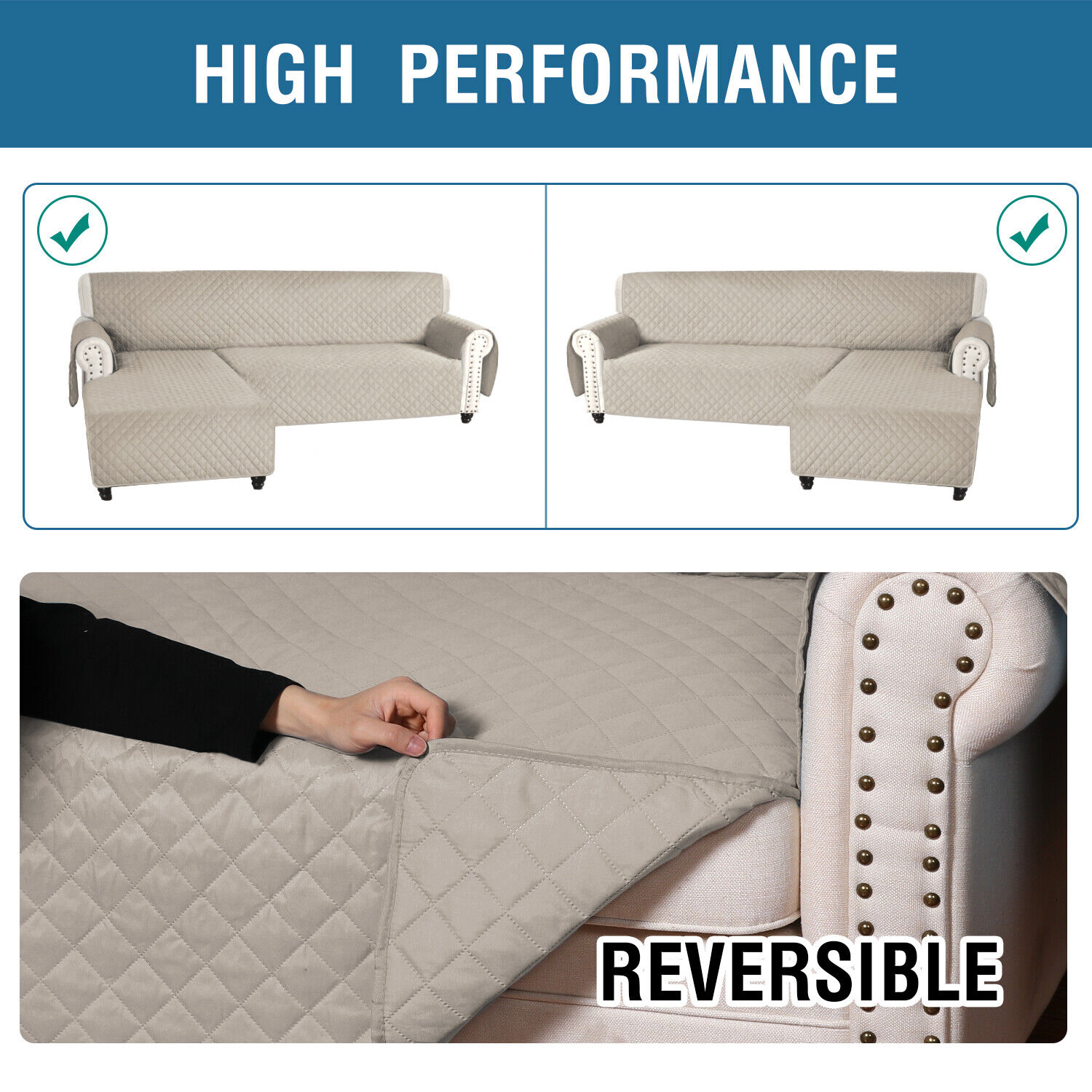 Sofa Slipcover L Shape Sofa Seat Mat Cover Sectional Couch Cover for Kids Dog - Görsel 9