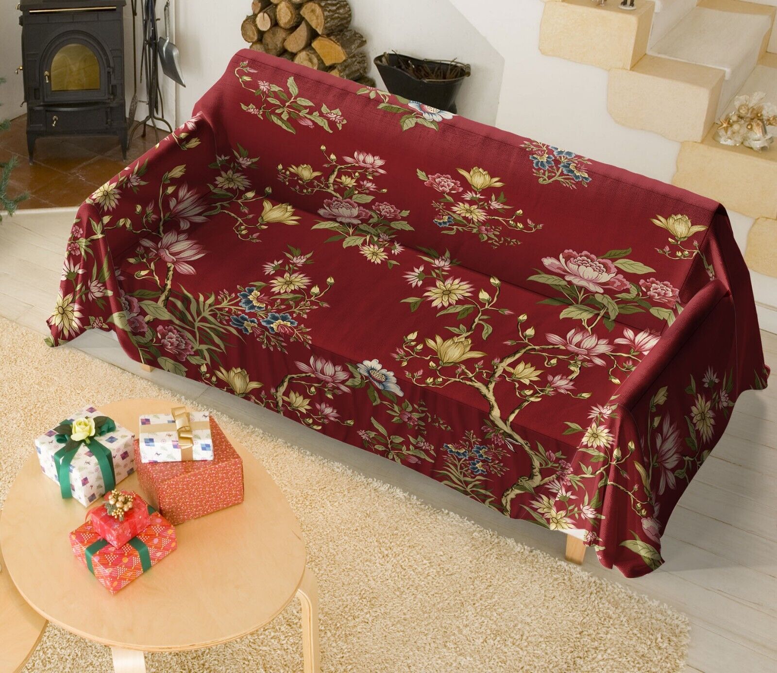 3D Flower A275 Sofa Cover High Stretch Lounge Slipcover Protector Couch Cover - Görsel 1