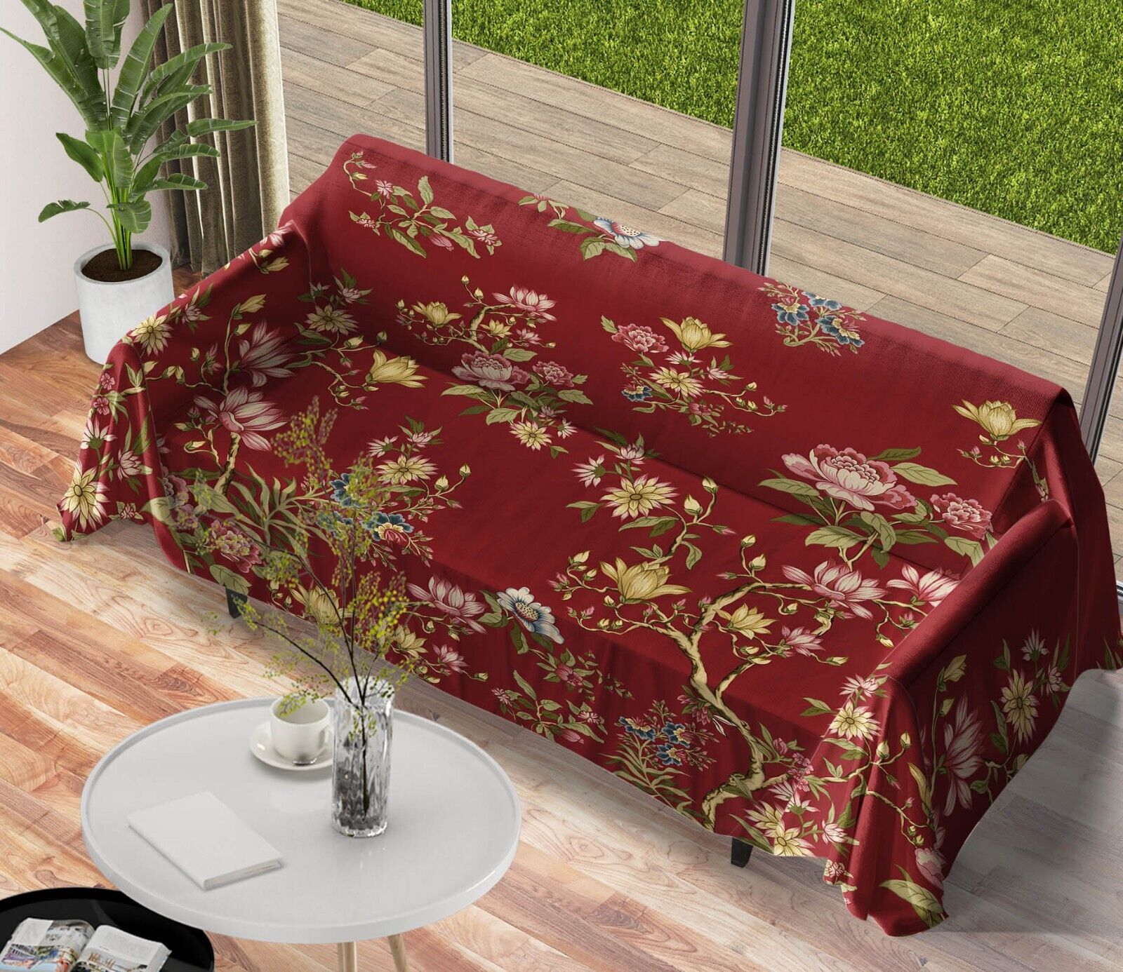 3D Flower A275 Sofa Cover High Stretch Lounge Slipcover Protector Couch Cover - Görsel 2