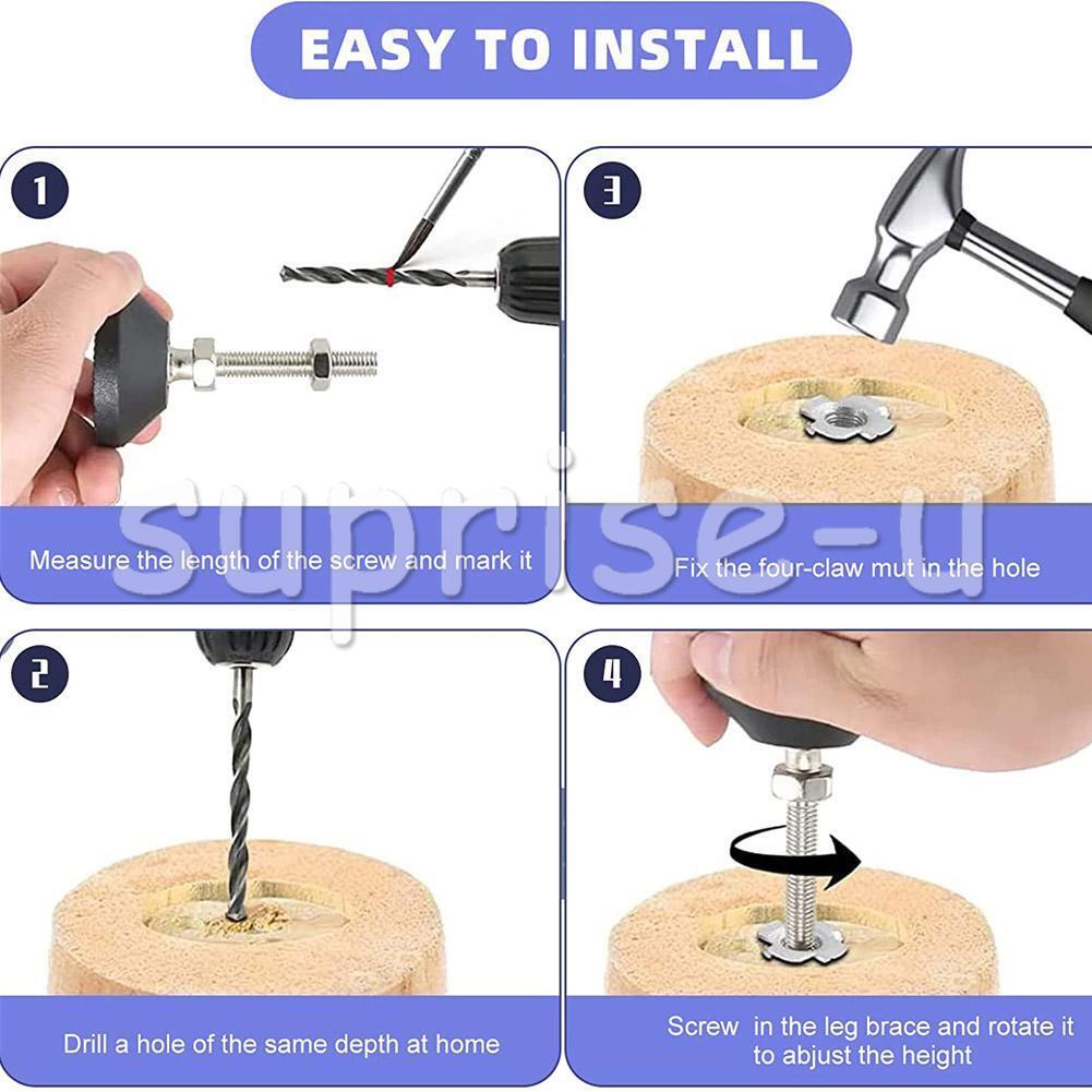 4PCS Leveling Machine Feet D40*M8*50 Screw in Height Tilting Feet Adjustable UK - Görsel 3