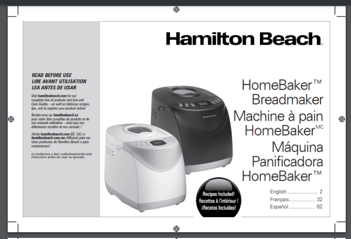 Hamilton Beach Bread Maker Models 29881 29881 29882C OWNER Manual 92 pages bound