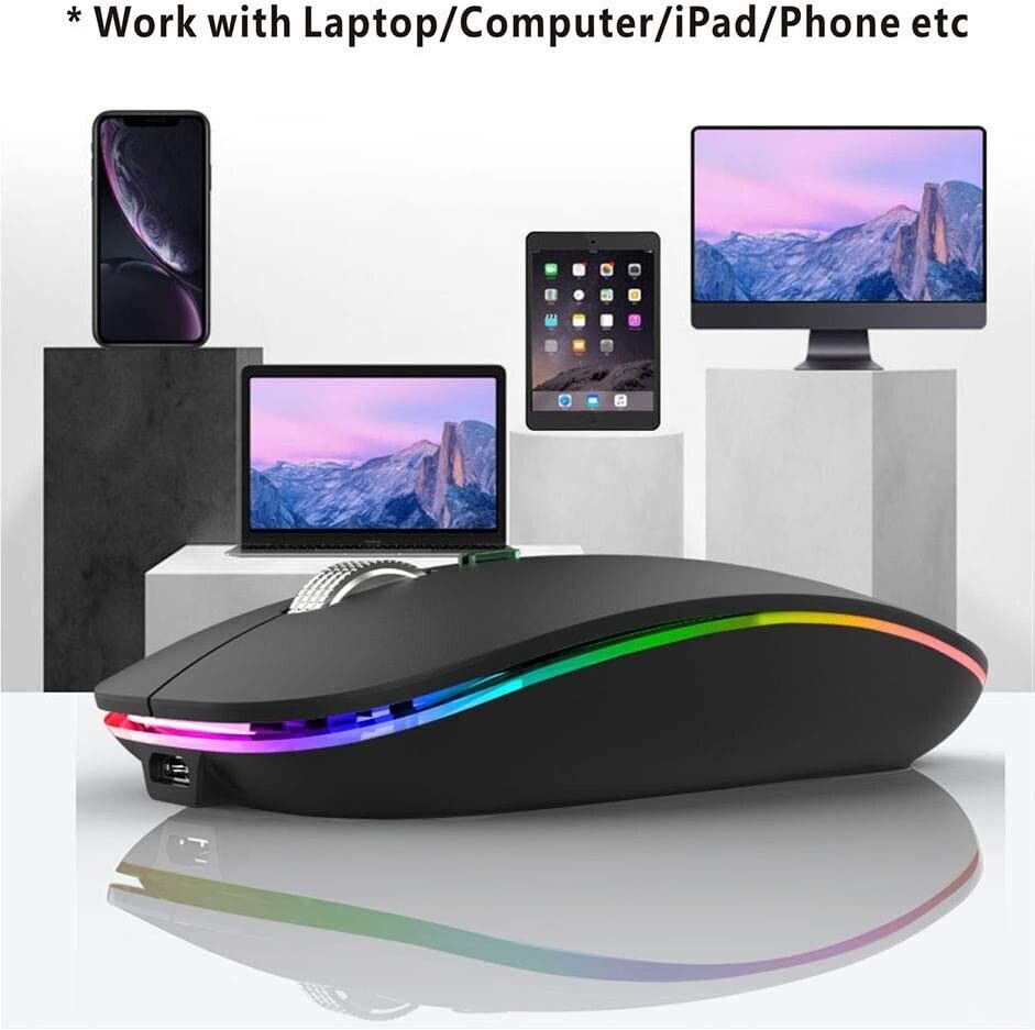 MOUSE BLUETOOTH WIRELESS SENZA FILI RICARICABILE OTTICO USB DA GAMING SILENZIOSO - Görsel 2