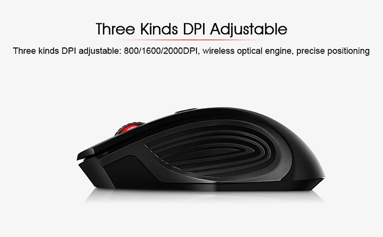 Mouse Souris Sans Fil Optique 2,4 Ghz 2000 DPI réglable USB 3.0 Noir SILENCIEUSE - Görsel 5