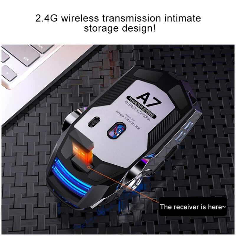 Wireless Optical Gaming Mouse 7 Color LED USB Mice Rechargeable For PC & Laptop - Görsel 9