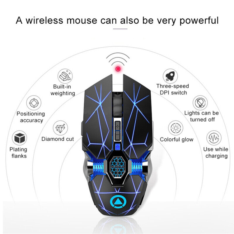 Wireless Optical Gaming Mouse 7 Color LED USB Mice Rechargeable For PC & Laptop - Görsel 10