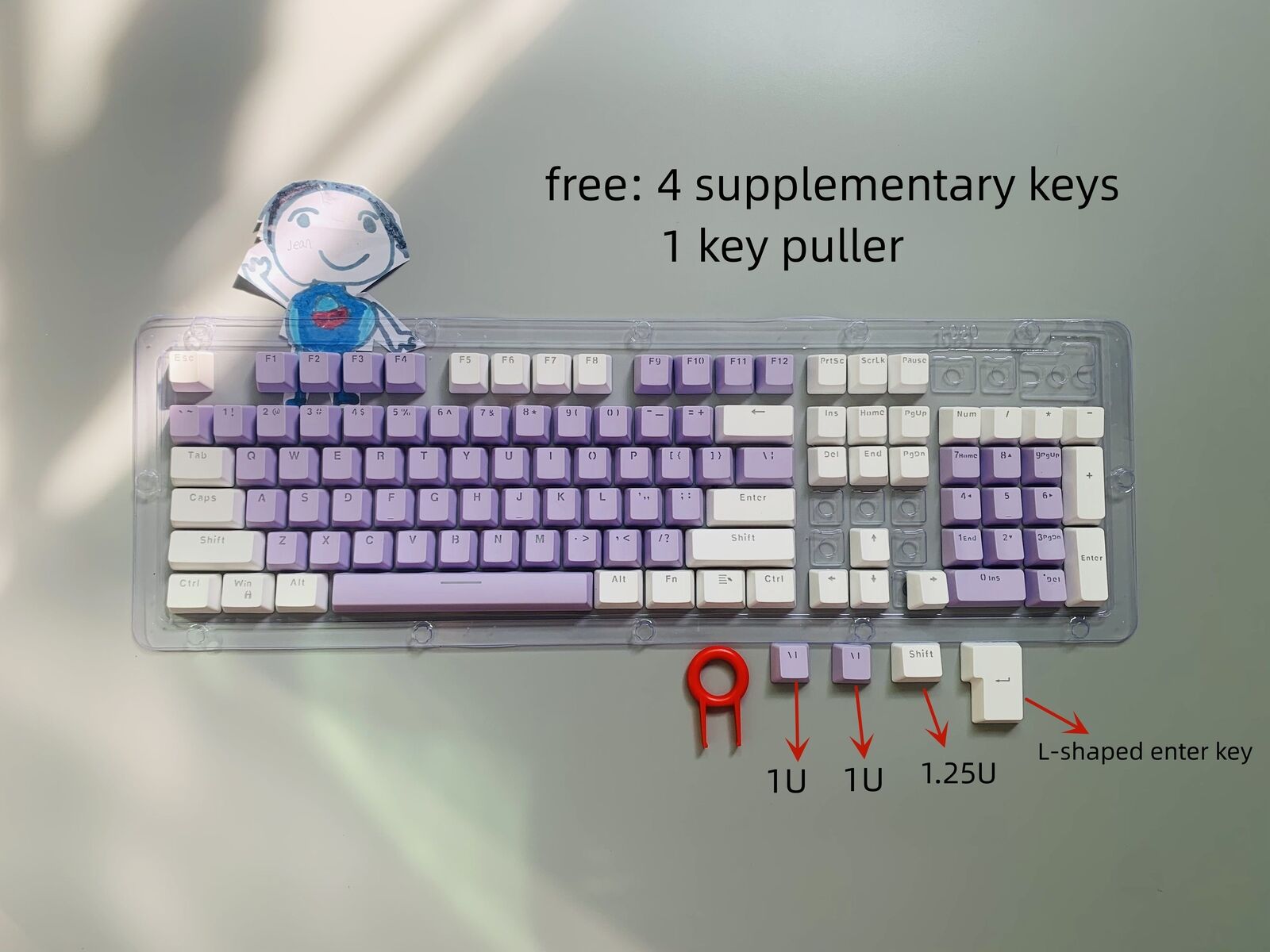 104 Pcs Mechanical Keyboard Keycaps Set OEM Backlit Two-Color ABS Purple Key Cap - Görsel 6