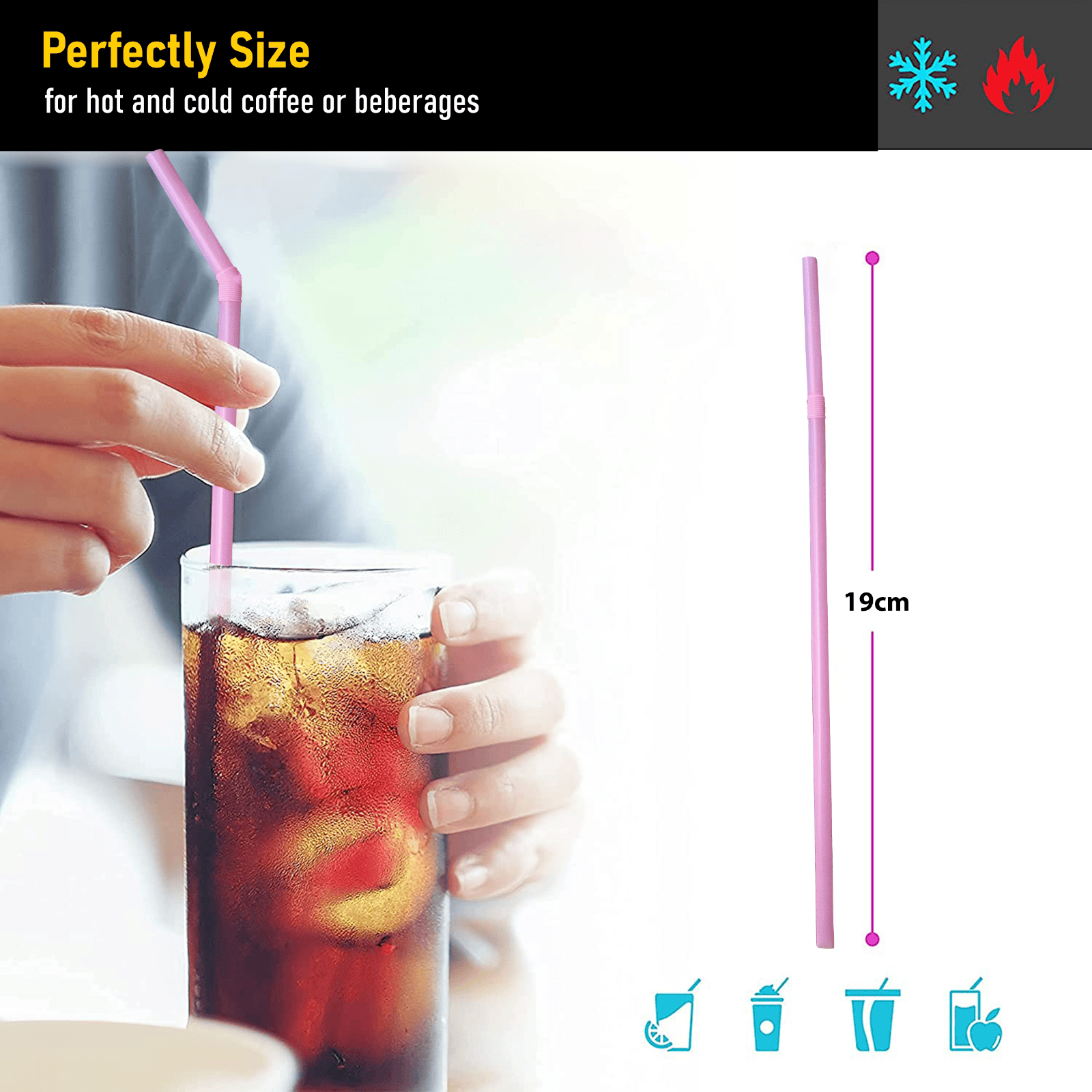 100 x Straws Plastic Bendy Colourful Straws Birthday Wedding Summer Party Drink - Görsel 6