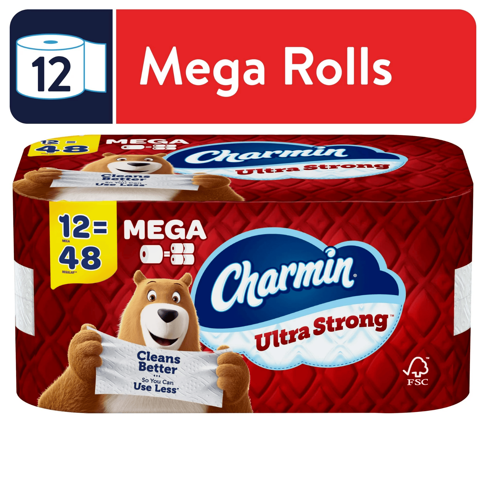 charmin ultra strong toilet paper 12 mega rolls - Görsel 1
