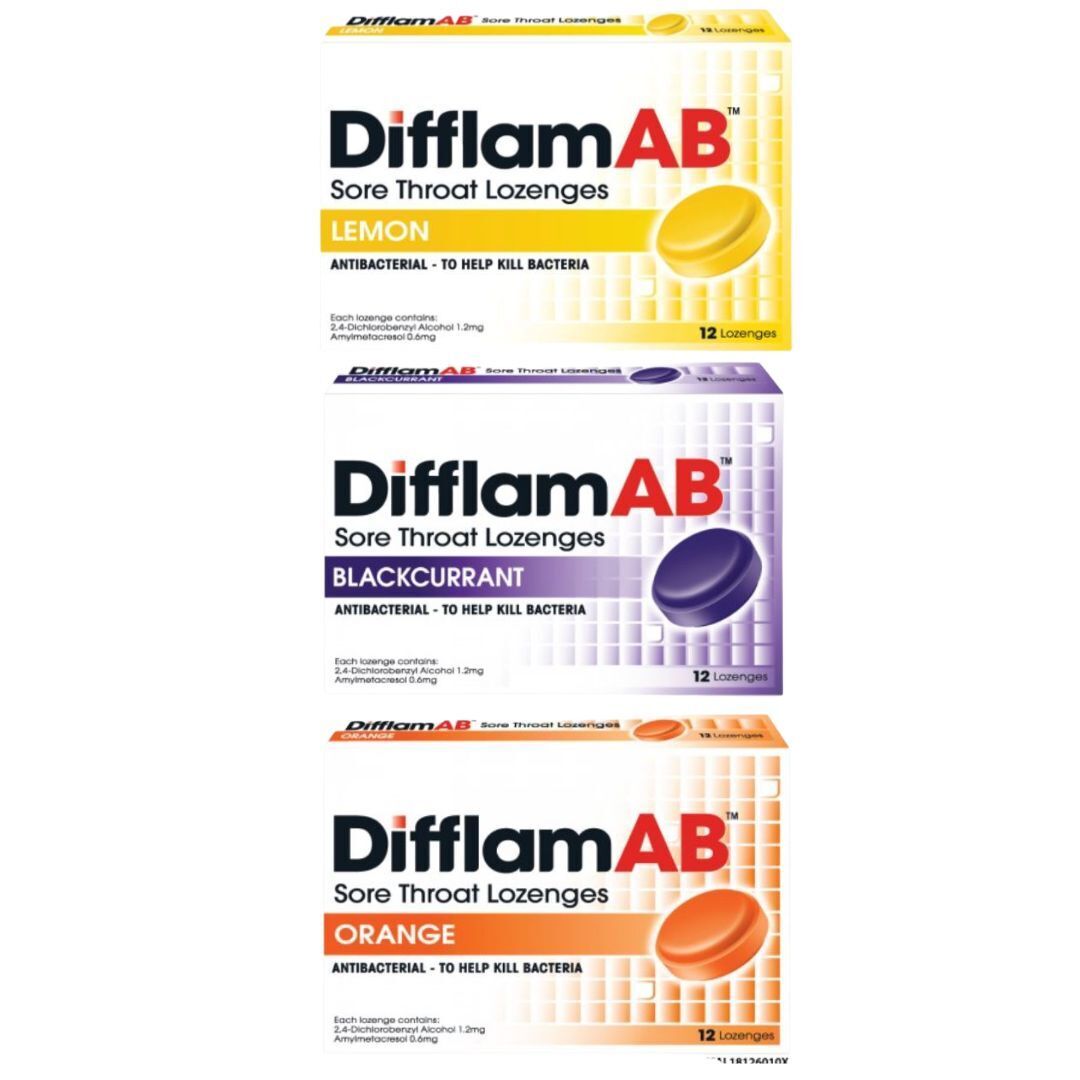 3x DIFFLAM AB Sore Throat Lozenges 12s Kill Bacteria Soothes Relieve Sore Throat - Görsel 1