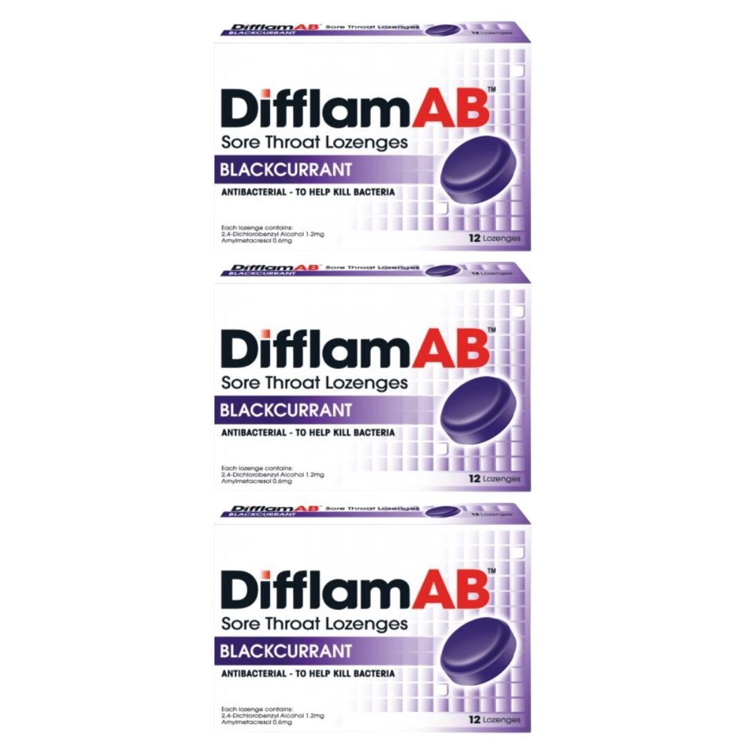 3x DIFFLAM AB Sore Throat Lozenges 12s Kill Bacteria Soothes Relieve Sore Throat - Görsel 3