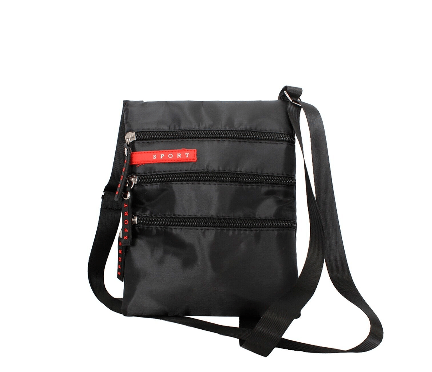 Unisex Messenger Bag Small Cross Body Shoulder Utility Black Travel Work Bag - Görsel 1