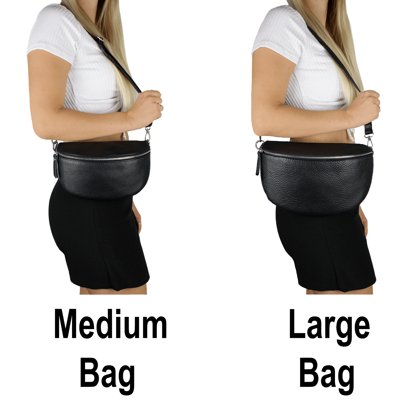 Bauchtasche Leder Damen Crossbody Bag Schultertasche Handtasche mit Schultergurt - Görsel 5