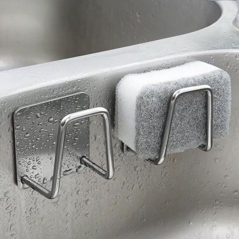 Kitchen StainlessSteel Sponges Holder Hanging Rack Drain Drying Wall Accessories - Görsel 1