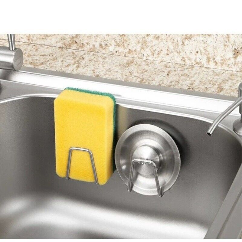 Kitchen StainlessSteel Sponges Holder Hanging Rack Drain Drying Wall Accessories - Görsel 5