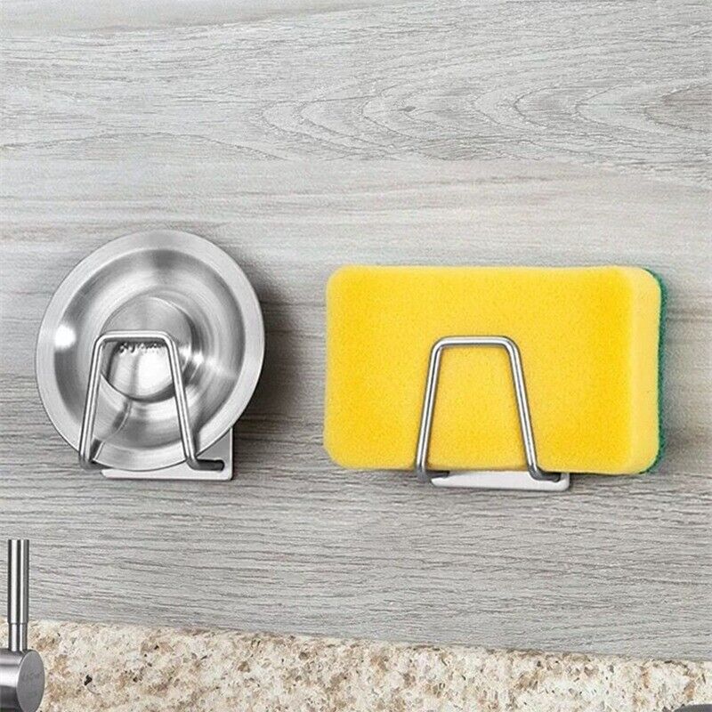 Kitchen StainlessSteel Sponges Holder Hanging Rack Drain Drying Wall Accessories - Görsel 6
