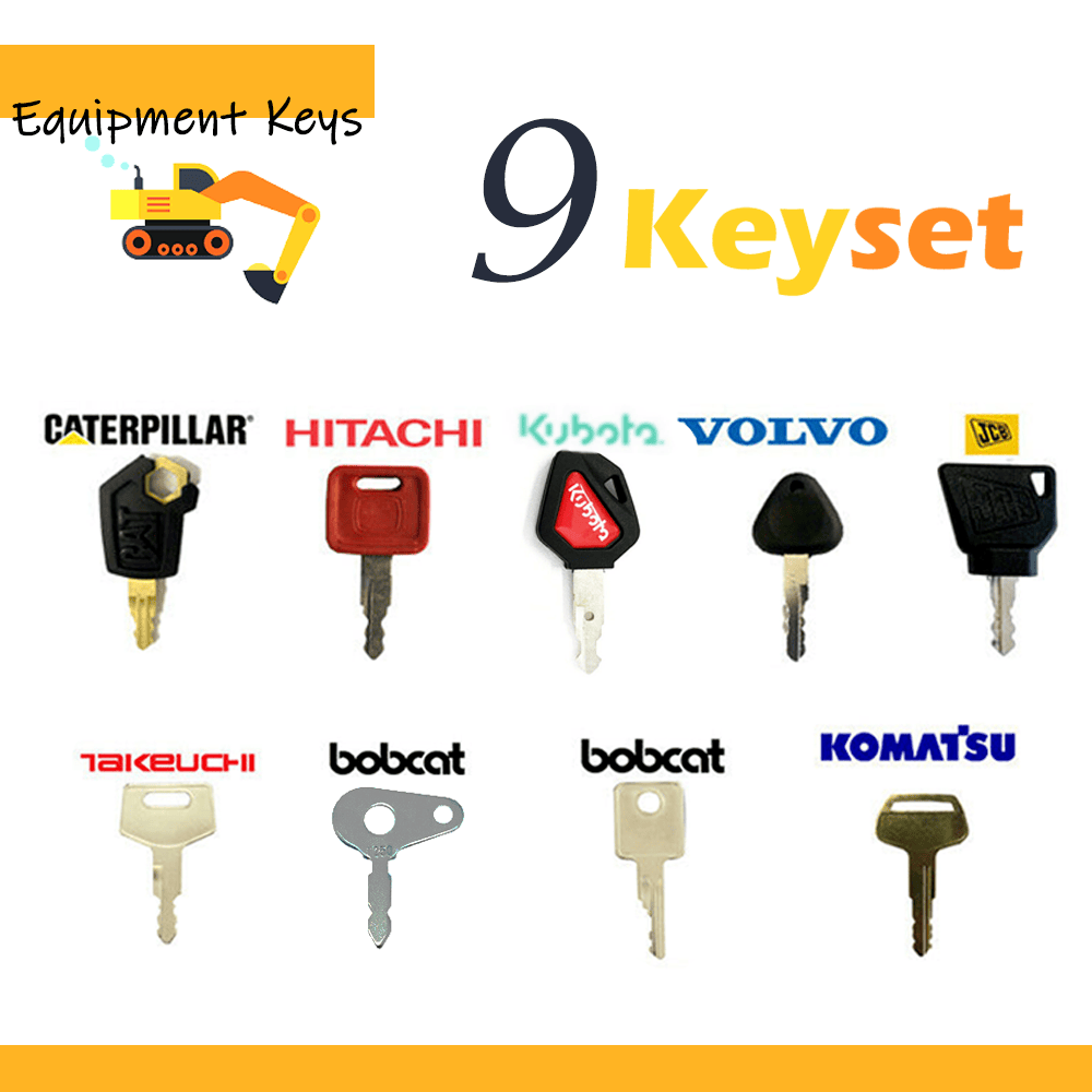 9 Master Plant Key Set Excavator Dumper Truck JCB Case Komatsu CAT Hitachi Lucas - Görsel 1