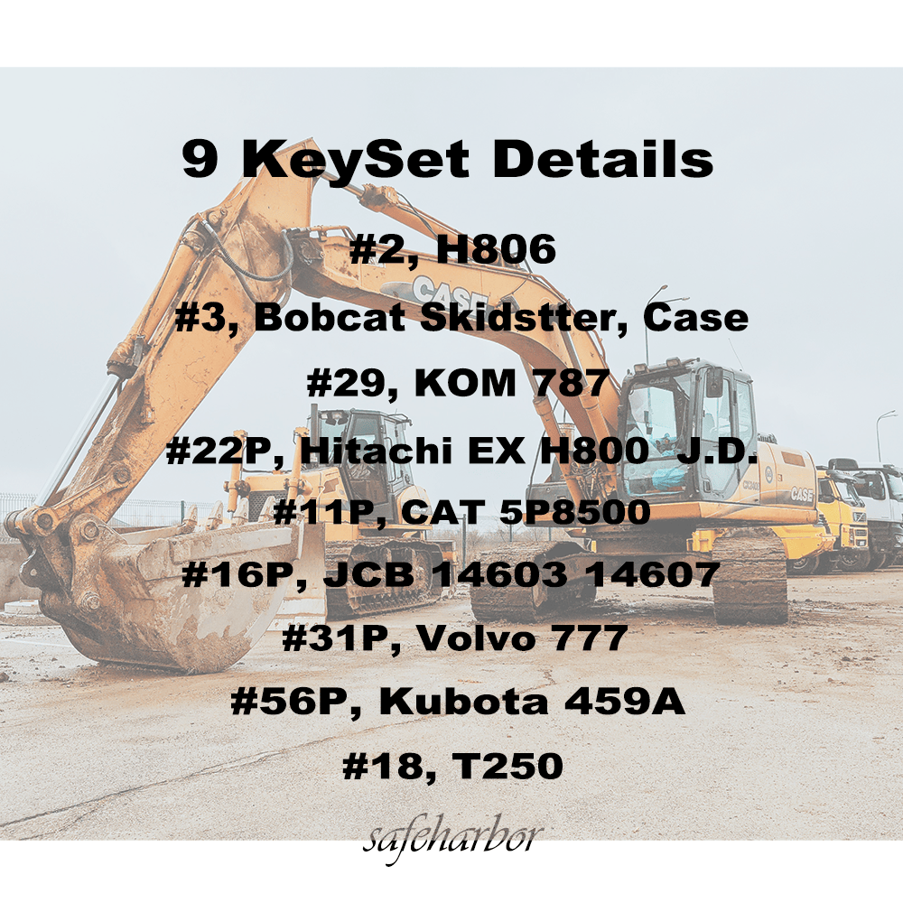 9 Master Plant Key Set Excavator Dumper Truck JCB Case Komatsu CAT Hitachi Lucas - Görsel 4