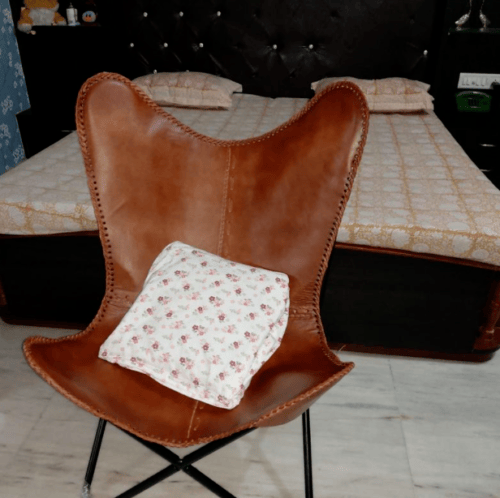 Vintage Ten Retro Leather Handmade Butterfly Chair Full Folding Relax Arm Chair - Görsel 2