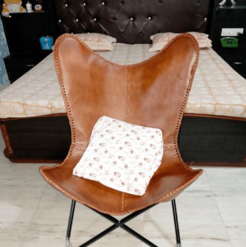Vintage Ten Retro Leather Handmade Butterfly Chair Full Folding Relax Arm Chair - Görsel 3