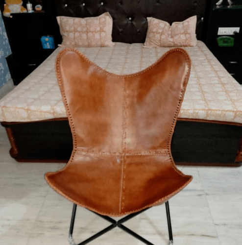 Vintage Ten Retro Leather Handmade Butterfly Chair Full Folding Relax Arm Chair - Görsel 4