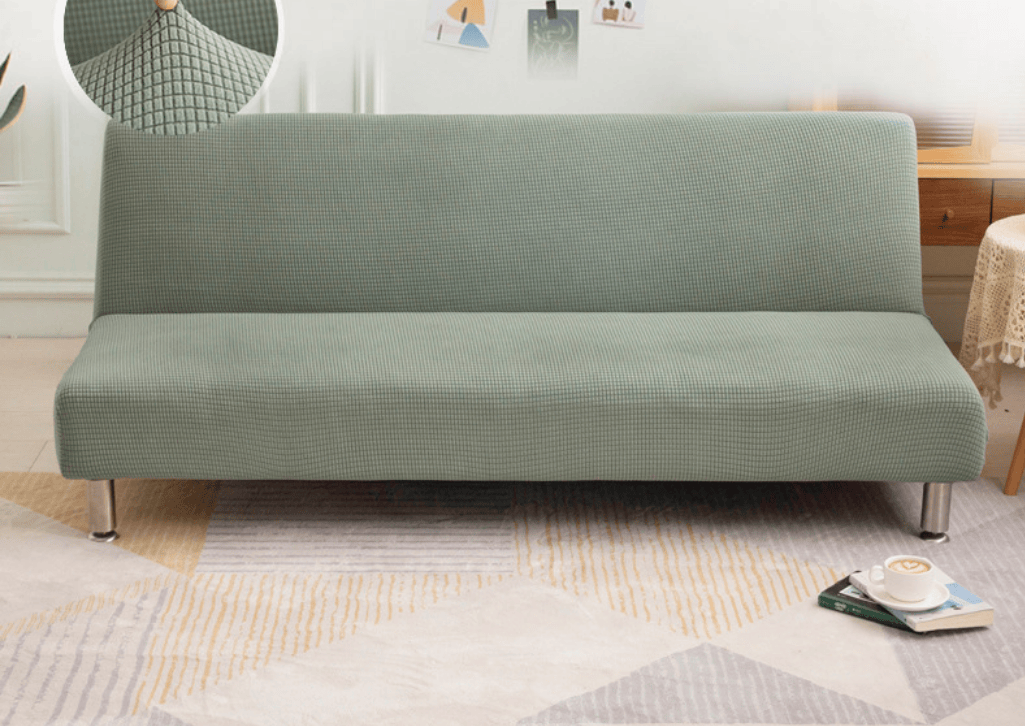 Armless Futon Cover Elastic Polyester Full Folding Sofa Bed Cover Slipcover - Görsel 1