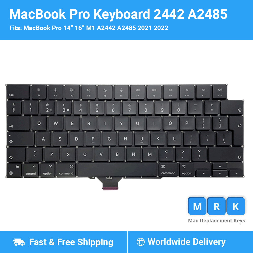 Apple Macbook Pro Replacement Keyboard UK 14" 16" A2442 A2485 2021 2022 M1 - Görsel 1