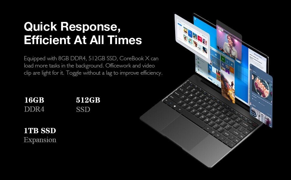 CHUWI CoreBook X Laptop Core i5 Light Gaming Business 16GB RAM 512GB SSD Win 11 - Görsel 11