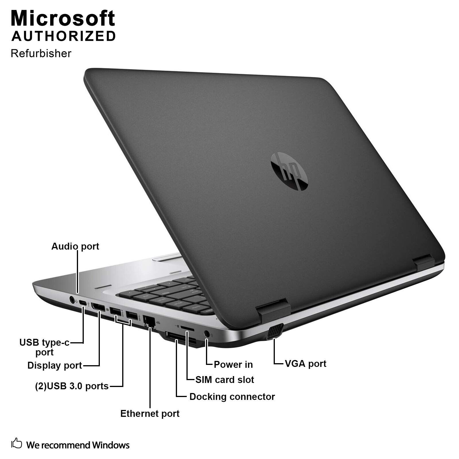 HP Laptop Computer 640 G1 14" Intel Core i5 8GB Ram 1TB SSD Windows 10 WiFi - Görsel 5