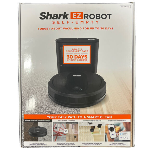 Shark EZ Robot Vacuum with Self-Empty Base Row-by-Row Cleaning RV910S