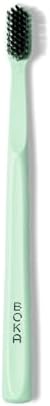 Boka Classic Manual Toothbrush with Extra Soft Activated-Charcoal, Tapered Bristles, Bioplastic Handle That Includes Travel Cap, Dentist-Approved, Great for Adults and Kids, Mint (Pack of 1) - Görsel 1