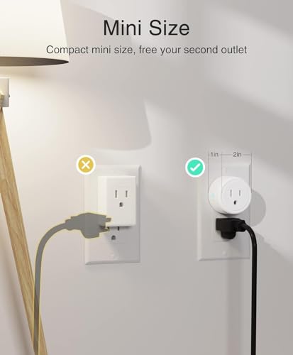 GHome Smart Mini Plug Compatible with Alexa and Google Home, WiFi Smart Outlet Socket Remote Control with Timer Function, Only Supports 2.4GHz Network, No Hub Required, ETL FCC Listed (4 Pack), White - Görsel 3