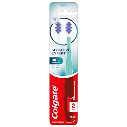 Colgate Sensitive Expert Ultra Soft Sensitive Toothbrush Pack, Extra Soft Toothbrush for Sensitive Gums and Teeth, Gently Cleans Teeth and Gums, 2 Pack - Görsel 1