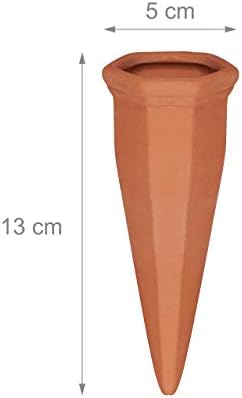 Relaxdays Kil konisi sulama 4'lü set, bitki su sebili, kil, şarap ve PET şişe, sulama konisi, terakota, turuncu - Görsel 4