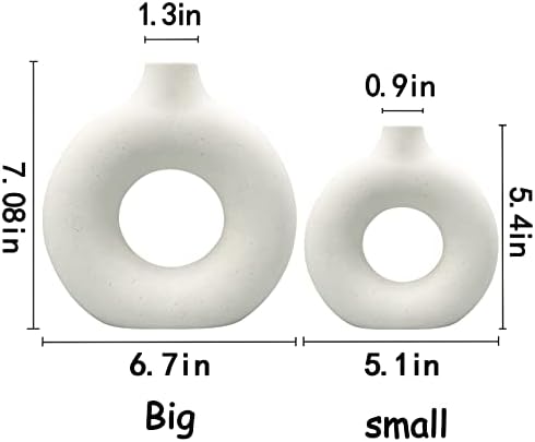 Ceramic Vases Set of 2,Modern Vases for Home Decor, White Boho Vases for Living Room Kitchen Mantle Bedroom Dining Table Office Farmhouse Decorative Vase for Decor - Görsel 5