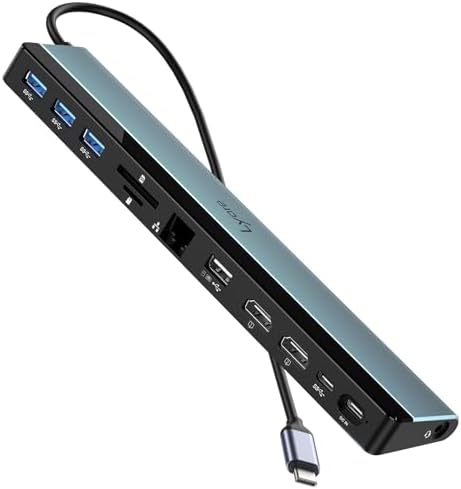 USB C Docking Station Dual HDMI • 12-in-1 with Dual HDMI 4K@30Hz • 4*USB • USB-C • Audio • Ethernet • SD/TF • PD 100W • for MacBook Pro Air, HP, Dell, Lenovo, Thunderbolt 3 • 4 Dock - Görsel 1