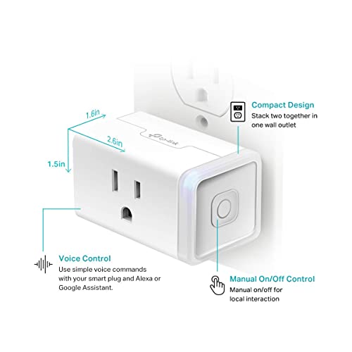 Kasa Smart Plug HS103P4, Smart Home Wi-Fi Outlet Works with Alexa, Echo, Google Home & IFTTT, No Hub Required, Remote Control, 15 Amp, UL Certified, 4-Pack, White - Görsel 6