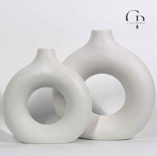 Donut Vases Set of Two, Ceramic Vase Aesthetic - Görsel 7