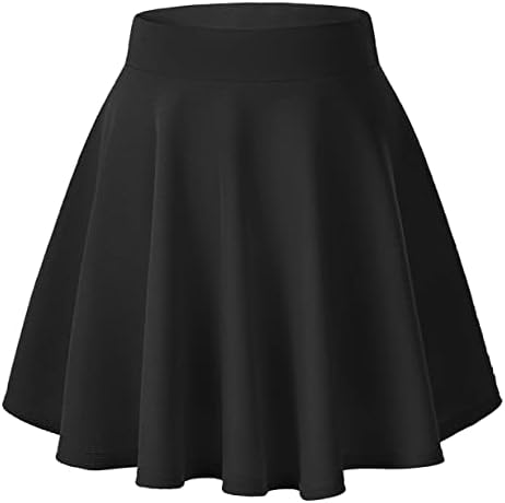 Urban CoCo Women's Basic Versatile Stretchy Flared Casual Mini Skater Skirt - Görsel 1
